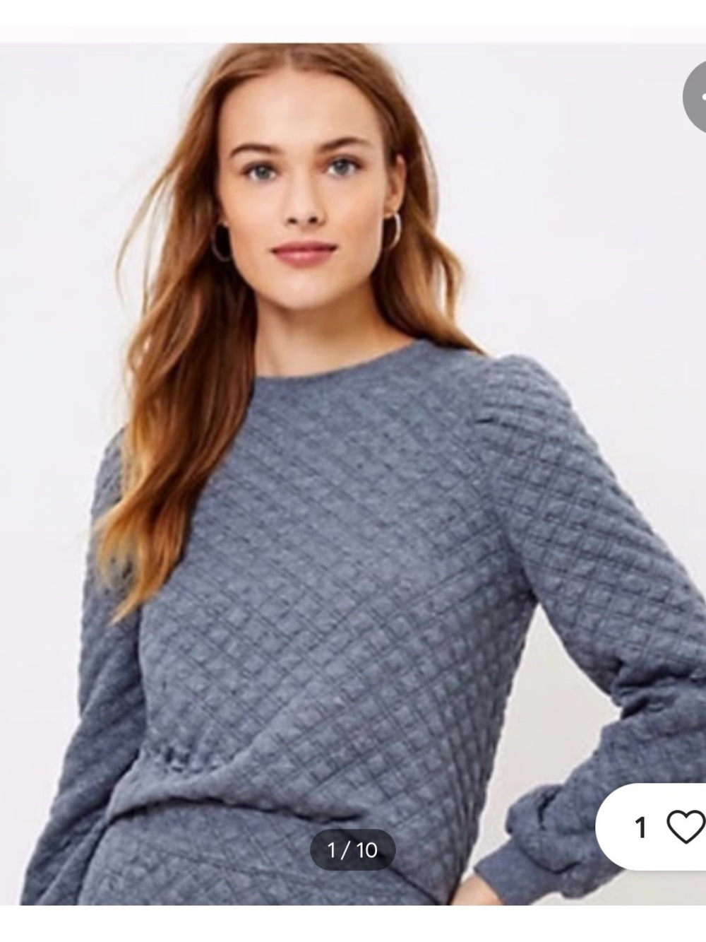 Quilted Sweater/Sweatshirt Top - Loft - Size S